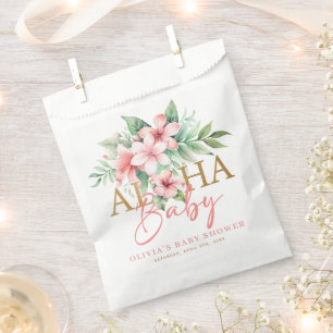 Tropisches Rosa Florales Aloha-Baby-Baby-Shower Geschenktütchen