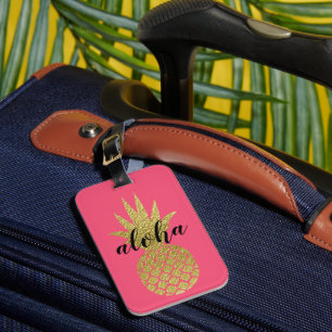 Tropisches Rosa Gold Aloha Ananas Gepäckanhänger