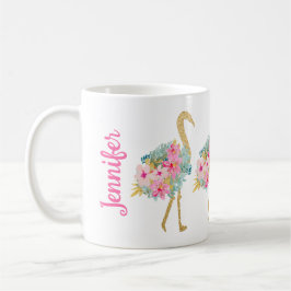 Tropisches Rosa Grün und goldenes Flamingos Kaffeetasse