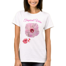 Tropisches rosa Hibiskus-T-Shirt