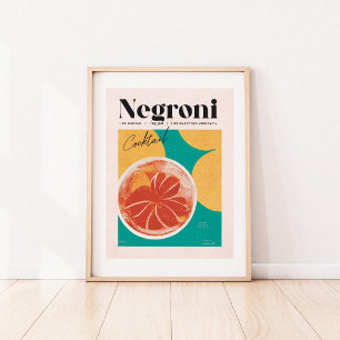 Tropisches rosa Negroni Cocktail Retro Poster