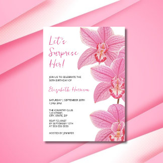 Tropisches Rosa Orchid Botanische Überraschung Geb Einladung