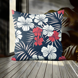 Tropisches Rosa und blutige Navy Kissen