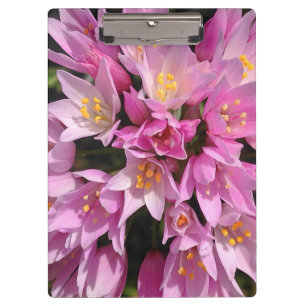 Tropisches Rosa und gelbe Blumen Klemmbrett