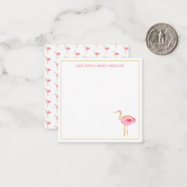 Tropisches Rosa und goldenes Flamingos Mitteilungskarte