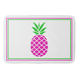 Tropisches Rosa und grüne Ananas Badematte