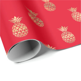 Tropisches rotes Ananas-Muster-Papier Geschenkpapier