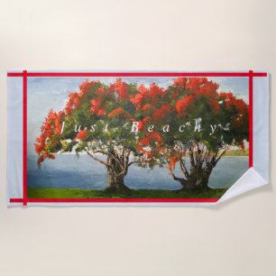 Tropisches Rotes Feuer Just Beachy Strandtuch