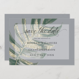 Tropisches Rustikales Split Leaf Save The Date