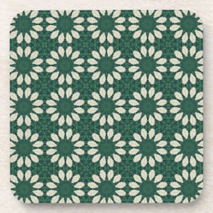 Tropisches Sacramento Green und Silver Circle Patt Getränkeuntersetzer