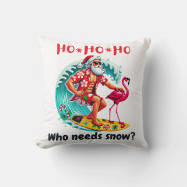 Tropisches Santa Surfen mit Flamingo und Urlaub Kissen