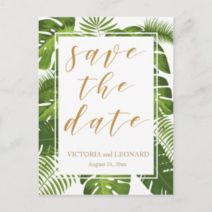 Tropisches Save the Date   Hochzeitskarte Ankündigungspostkarte