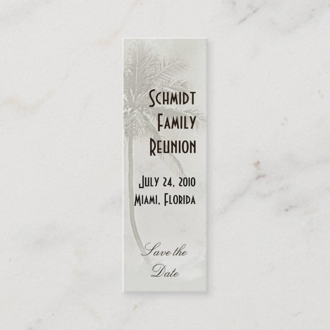 Tropisches Save the Date (Taupe) Mini Visitenkarte (Vorderseite)