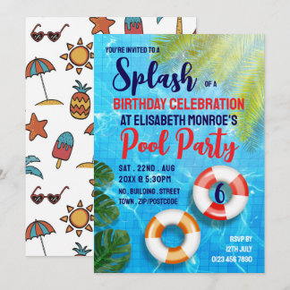 Tropisches Schwimmbad, Party für den Geburtstag Einladung