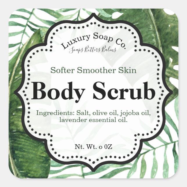 Tropisches Scrub-Etikett Quadratischer Aufkleber (Vorderseite)