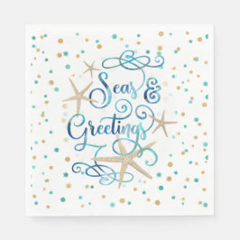 Tropisches "SEAson's Greetings" Dots Party Serviette