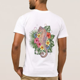 Tropisches Seepferdchen-Blumenmuster T-Shirt