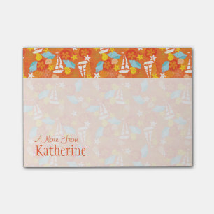 Tropisches Segelboot-Muster  Name hinzufügen Post-it Klebezettel