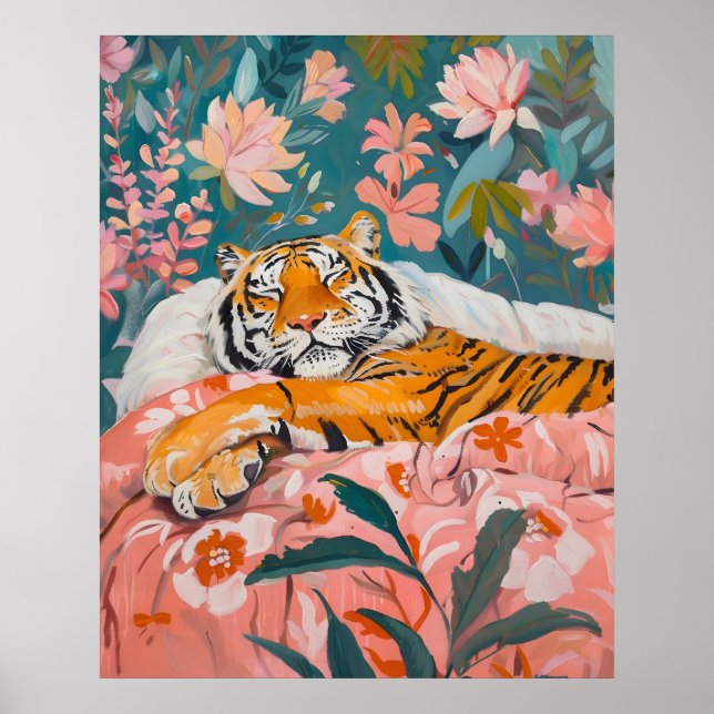 Tropisches Sleepy Tiger Poster (Vorne)