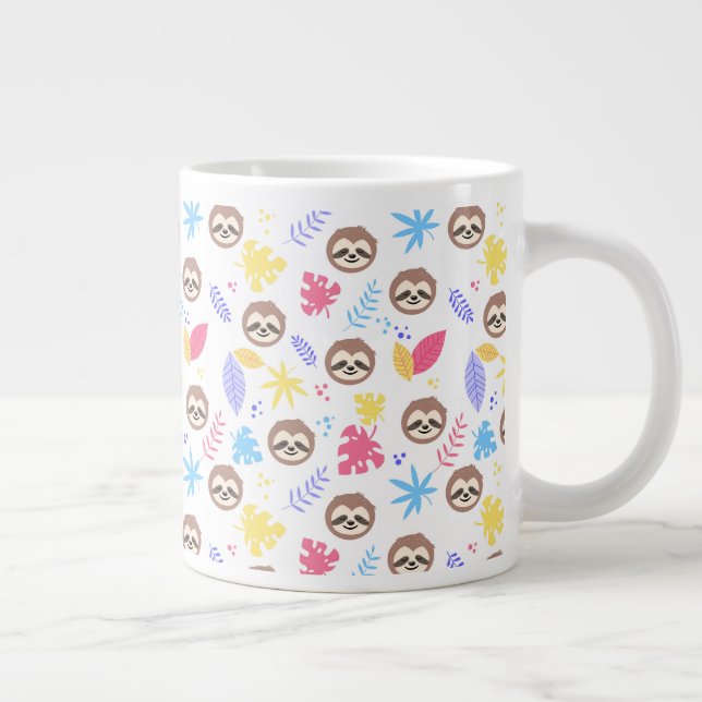 Tropisches Sloth & Blätter-Muster Jumbo-Tasse (Rechts)