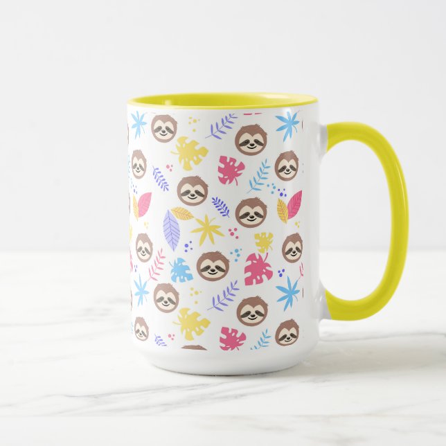 Tropisches Sloth-u. Blätter-Muster Tasse (Rechts)
