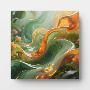 Tropisches Smaragd-Bernstein-Wirbelmuster Fotoplatte