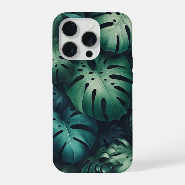 Tropisches Smaragd-Monstera-Blattmuster - Dschunge iPhone Hülle (Rückseite)