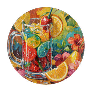 Tropisches Sommer-Cocktail-Impasto-Ölgemälde Schneidebrett
