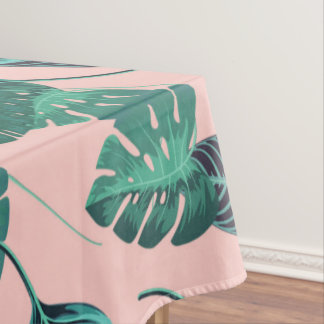 Tropisches Sommer-Rosa-Grün verlässt Tischdecke