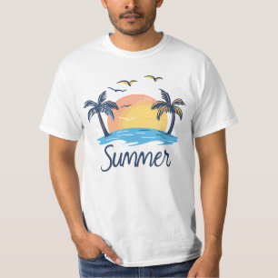 Tropisches Sommer-Sonnenuntergangs-Palmen-T-Shirt T-Shirt