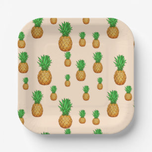 TROPISCHES SOMMERFRUCHT Ananas Scheibe Muster Pappteller