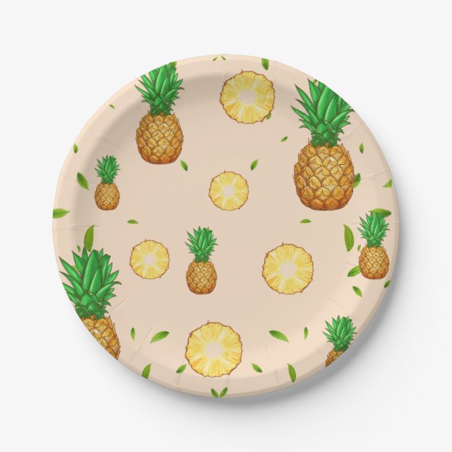 TROPISCHES SOMMERFRÜCHTE Ananas Slice Muster Pappteller (Vorderseite)