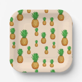 TROPISCHES SOMMERFRÜCHTE Ananas-Slice Muster Pappteller