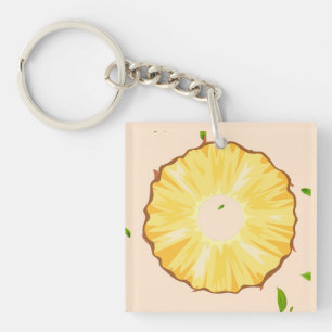 TROPISCHES SOMMERFRÜCHTE Ananas Slice Muster Schlüsselanhänger