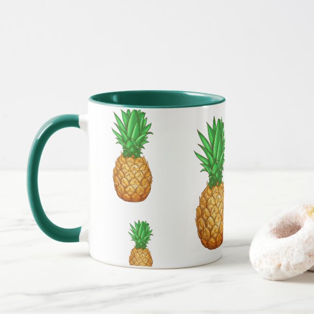 TROPISCHES SOMMERFRÜCHTE Ananas-Slice Muster Tasse (Mit Donut)