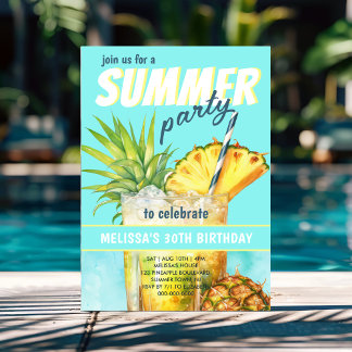 Tropisches Sommergeburtstag Party Einladung