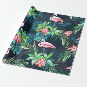 Tropisches Sommernahtloses Muster mit Flamingo bir Geschenkpapier