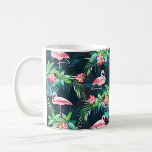 Tropisches Sommernahtloses Muster mit Flamingo bir Kaffeetasse