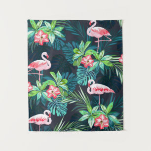 Tropisches Sommernahtloses Muster mit Flamingo bir Wandteppich