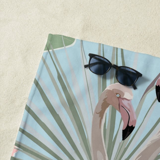 Tropisches Sommerthema Flamingo niedlich Blau mode Strandtuch (Beispiel)