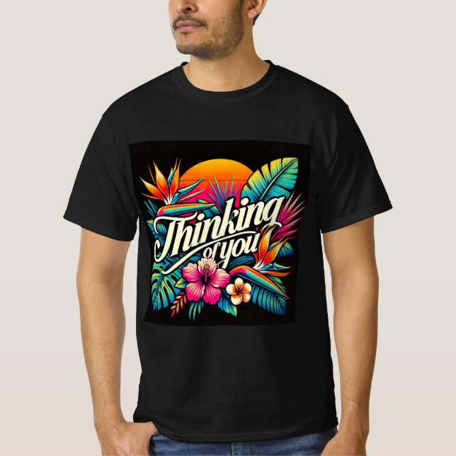 Tropisches Sonnenuntergang Denken Sie Mens Tshirt (Vorderseite)