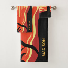 Tropisches Sonnenuntergang individuelle Name Handt Badhandtuch Set