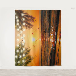 Tropisches Sonnenuntergang-Palm Beach, das Wandteppich