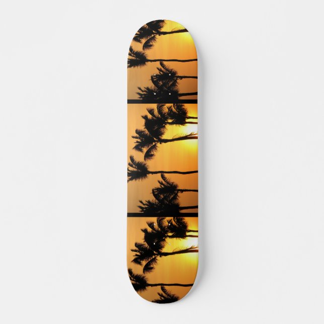 Tropisches Sonnenuntergang-Skateboard Skateboard (Vorne)