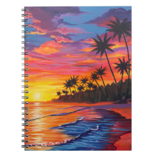 Tropisches Sonnenuntergangs-Notizbuch Notizblock