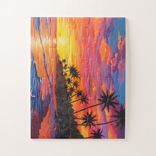 Tropisches Sonnenuntergangs-Puzzle  Puzzle (Vertikal)