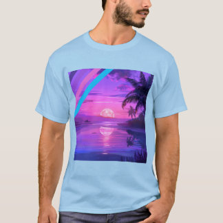 Tropisches Sonnenuntergangs-Strandparadies Herren T-Shirt