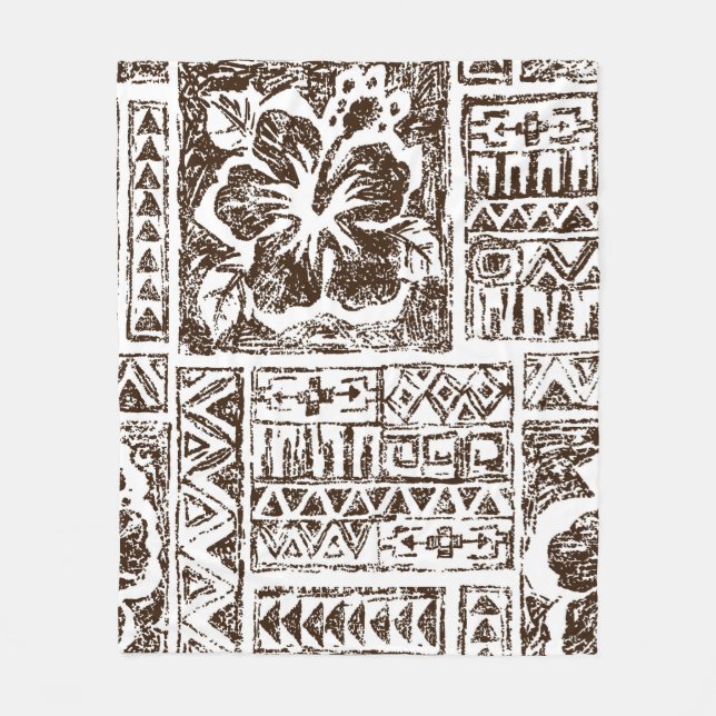 Tropisches Stammkunstmuster indigener hawaiianisch Fleecedecke (Vorderseite)