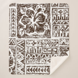 Tropisches Stammkunstmuster indigener hawaiianisch Sherpadecke