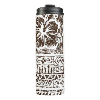 Tropisches Stammkunstmuster indigener hawaiianisch Thermosbecher